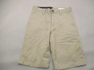 VOLCOM Size 26(12Y) Boy Beige Zip Fly Pocket Flat Front Stretch Chino Shorts 001 - Picture 1 of 5