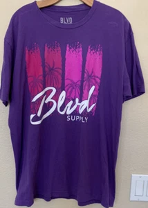 BLVD Supply Spellout Palm Tree Men’s Purple T Shirt Size XL - Imagen 1 de 5