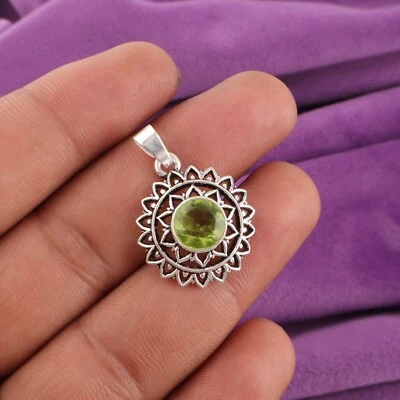 925 Пробы ювелирных изделий перидот драгоценный камень ручной работы подвеска 1,14» для мамы - Изображение 1 из 4