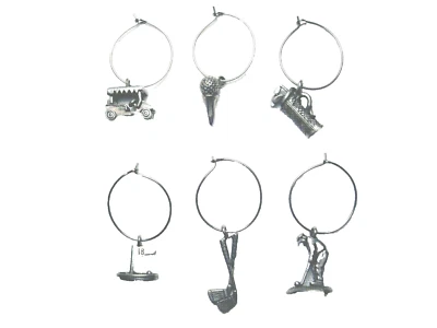 6件高尔夫主题锡葡萄酒玻璃饰品 — 第 1/4 张图片