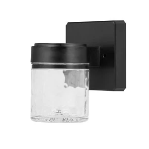 Mainstays 6" Outdoor Black Integrated LED Wall Light, Glass Shade(NEW) - Picture 1 of 6