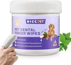 HICC PET Teeth Wipes for Dogs & Cats: Remove Plaque, Tartar, Bad Breath - Picture 1 of 7