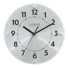 La Crosse Clock Analog Wall Clock Non-Ticking Floating Glass Lens Metal Hands