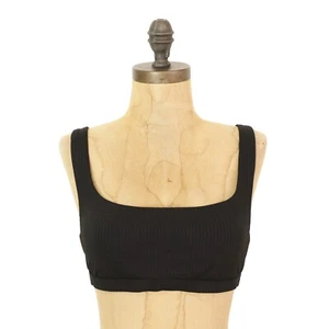 MADEWELL Ribbed Square-Neck Bikini Top S Swim Separates Black NEW Tag B31 - Picture 1 of 6
