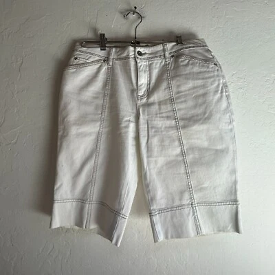 CAbi Jeans Women's Mid Rise Denim Outdoor Casual Bermuda Shorts White 12 NWOT - Image 1 of 4