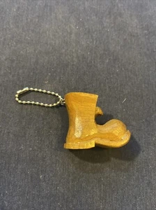 3D Carved Wood Work Boot Keychain 1.75”x1.5” - Picture 1 of 6
