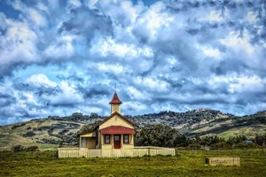 Antigua iglesia del pueblo de San Simeón por Floyd Snyder arte religioso cristiano 20x30 😍 - Imagen 1 de 3