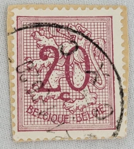 Belgien Porto ~ Löwenwappen ~ 20FR rote Briefmarke ~ verschickt/gebraucht ~ um 1951 ~ 104 - Bild 1 von 6