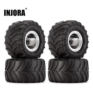 INJORA Monster Truck RC Wheel Rim Tires for AX24 SCX24 FMS FCX24,70*38mm,MT1012