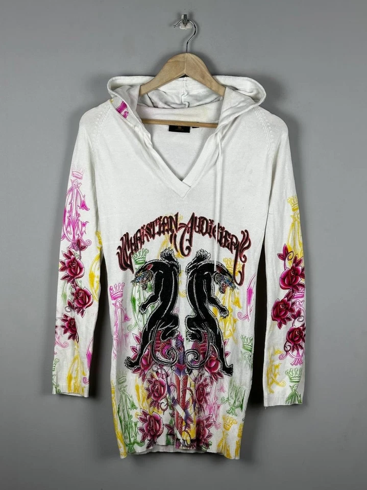 Sudadera con capucha Christian Audigier Avant Garde Y2K estrás talla L Foto 1 de 4