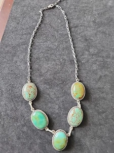 TURQUOISE & STERLING SILVER NECKLACE - Picture 1 of 3