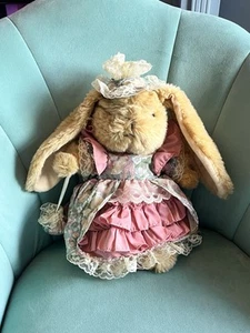 Linda London vintage Victorian Bunny Rabbit Soft Toy Plush 12” - Picture 1 of 10