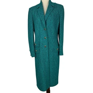 St John Collection lange Damen-Strickjacke Größe 10 türkisblau Tweed klassisch Topper - Bild 1 von 16