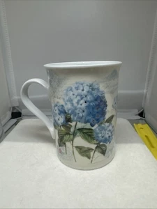 Masterpiece Collection Hoxtensia Hydrangea flower coffee cup mug white floral 4' - Picture 1 of 6