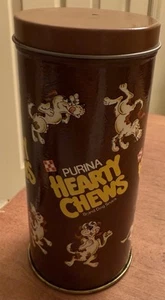 De colección 1988 Purina Hearty Chews Perro Snack Golosinas Publicidad Lata RALSTON - Imagen 1 de 8