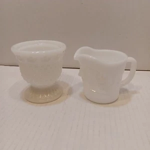 Vintage "F" Federal Milk Glass Colonial Toby Face Creamer Pitcher+ Avon Milk Gla - Picture 1 of 7