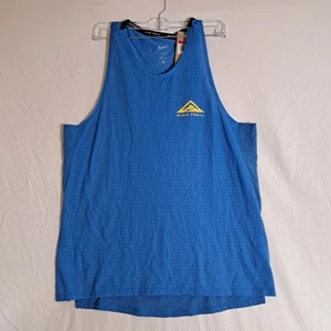 Canotta uomo Nike Trail Large Dri-Fit blu tinta unita nuova con etichette FJ5336-435 NUOVA - Foto 1 di 8