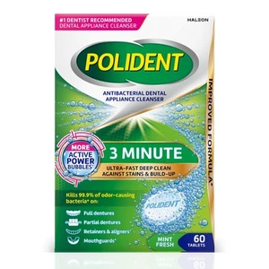 Polident 3 Minute Antibacterial Dental Appliance Cleanser Tablets, 60 Count - Picture 1 of 9