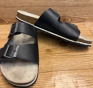 SANITA 'Ibiza' Black Leather Slide Sandals EUR 44 Women's 10.5-11 - Picture 1 of 9