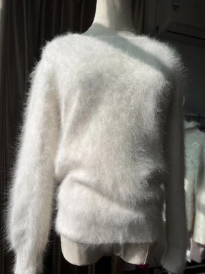 Suéter Angora Mezcla Jersey Super Suave Esponjoso Difuso Pullover Foto 1 de 4