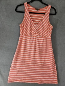 Tommy Bahama Damen Midikleid klein V-Ausschnitt orange Streifen ärmellos Sommer - Bild 1 von 8