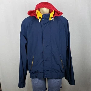 Vintage Tommy Hilfiger Mens Jacket Coat XL 90’s Y2K Logo Hood Zip Retro Outdoor - Picture 1 of 15