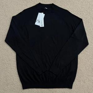 Neu mit Etikett Zara Herren Viskose Stehkragen Pullover Sweater schwarz Größe Medium - Bild 1 von 5