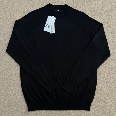 NWT Zara Mens Viscose Mock Neck Pullover Sweater Black Size Medium - Image 1 of 4