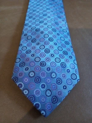 Corbata de seda italiana Perry Ellis lavanda con rosquillas para bebé no defecto de iluminación azul Foto 1 de 4