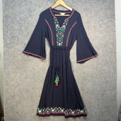 Boden Dress Womens Size UK 12R Navy Multi Remi Embroidered Stretch Midi Kaftan - Image 1 of 4