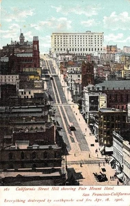 San Francisco, CA California Street Hill, Fair Mount Hotel 1906 Vintage Postkarte - Bild 1 von 1