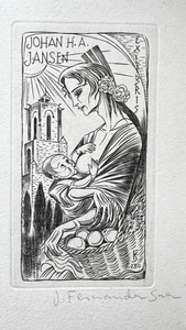 Ex-libris-JULIO FERNÁNDEZ SAEZ-(Esp)C2-Opus 230-Johan H.A Jansen - Imagen 1 de 1