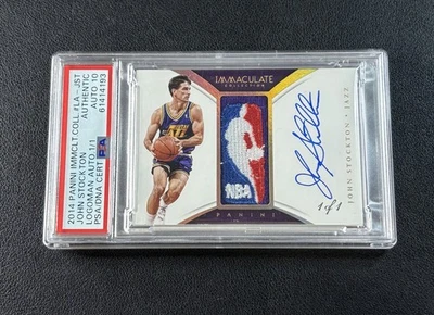 JOHN STOCKTON PSA AUTHENTIC 2014 PANINI IMMACULATE GAME USED LOGOMAN AUTO 1/1 - Image 1 of 2