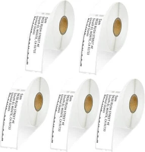 Etiquetas de dirección de 5 rollos 1-1/8"" x 3-1/2"" 30252 se adapta a Dymo LabelWriter 450 Turbo - Imagen 1 de 9