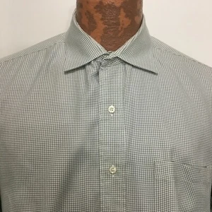 Camisa de algodón manga larga a cuadros verde blanco Brooks Brothers 17-34/35 - Imagen 1 de 4