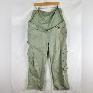 ABERCROMBIE Relaxed Maternity Cargo Pant Green Size 16 Full Panel Stretch Casual - Picture 1 of 4