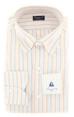 Camisa a Rayas Azul Claro Finamore Napoli - Delgada - (201803013) Foto 1 de 4