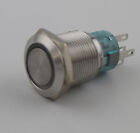 19mm DC12V Blue LED Stainless Steel Momentary Push Button Switch 1NO 1NC 5Pin