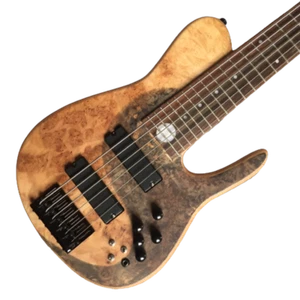 Bajo eléctrico de 6 cuerdas Nature de alta calidad Burl Top negro hardware - Imagen 1 de 8