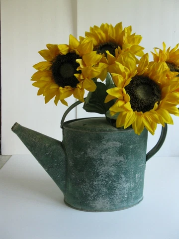 AWESOME Old Vintage Green Garden WATERING CAN Chippy Paint Use for Flowers Cover