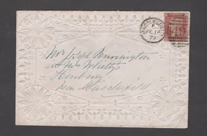 GB QV SG43/44 1864 1d Penny Placa Roja 187 Cubierta San Valentín Macclesfield Dúplex - Imagen 1 de 3