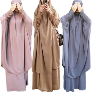 Burqa Women Abaya Prayer Overhead Hijab Dress Ramadan Khimar Abaya 2pcs Niqab - Picture 1 of 23