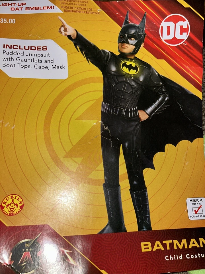 Rubíes Batman DC Comics Niños Disfraz Murciélago Emblema Traje 👉Sin Máscara/Sin Capa Talla 7-8 Foto 1 de 1