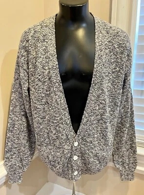 Suéter Cárdigan Isla de Algodón Vintage L Para Hombre Azul Blanco Mármol Abuelo Grunge Foto 1 de 4