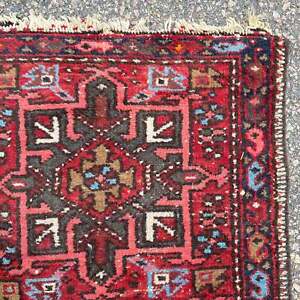 Vintage Rug 1' 9 x 5' 2 Red Hand Knotted Farmhouse Oriental Rug Runner