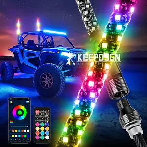 2PCS 1FT Spiral RGB LED Whip Light For Polaris RZR Turbo R SxS XP 1000 900 800 - Picture 1 of 10