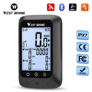 WEST BIKING Cycling GPS Computer IPX7 Waterproof Wireless Bicycle Speedometer - Picture 1 of 20