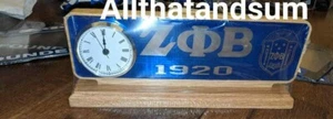 ZETA PHI BETA SORORITY Wood Desktop Clock Domed Desktop Clock - Imagen 1 de 1