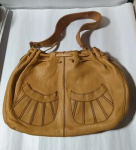 LUCKY BRAND LEATHER TAN LARGE HOBO SHOULDER HANDBAG PURSE - Picture 1 of 11