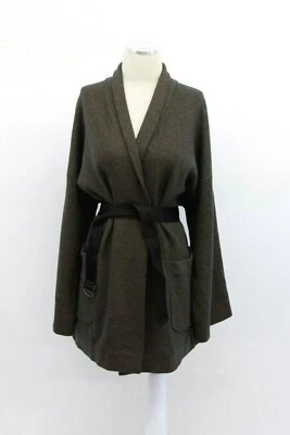 NWT$5645 Brunello Cucinelli Womens Cashmere Gold Lurex Knit Jacket W/Belt M A191 - Image 1 of 4